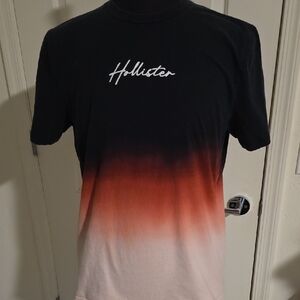 Hollister Men's Black and Red Ombre Tee